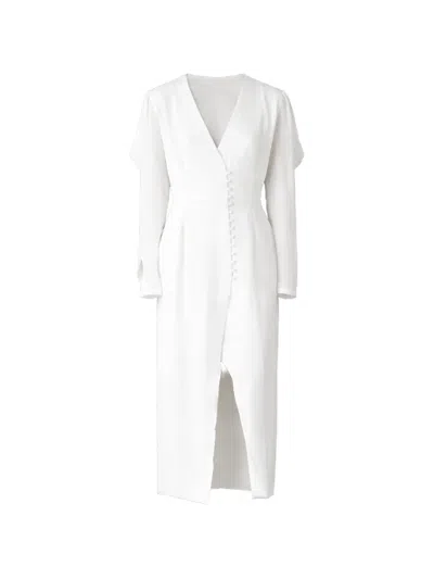 Rejina Pyo Remi Button V-neck Midi Dress In White