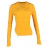 Rejina Pyo Ribbed Top In Orange Tencel In Yellow