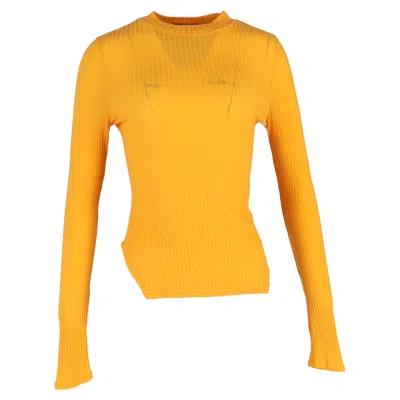 Rejina Pyo Ribbed Top In Orange Tencel In Yellow