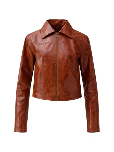 Rejina Pyo Rowan Faux-leather Jacket In Brown