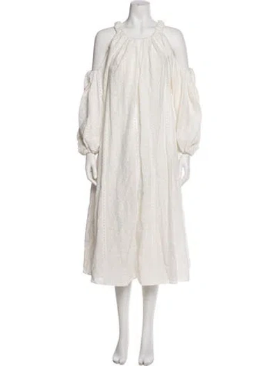 Pre-owned Rejina Pyo Scoop Neck Midi Length Dress In Neutral