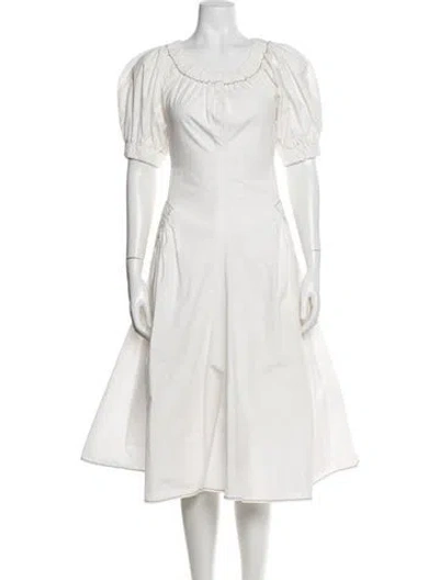 Pre-owned Rejina Pyo Scoop Neck Midi Length Dress In White