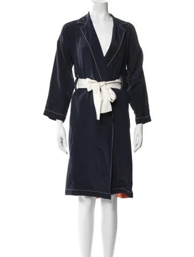 Pre-owned Rejina Pyo Silk Coat In Blue