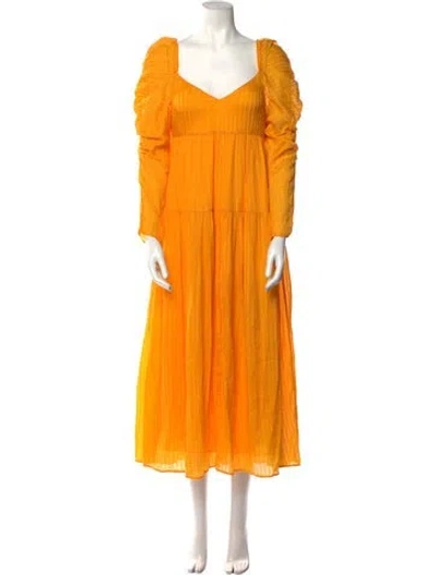 Pre-owned Rejina Pyo Silk Long Dress In Orange