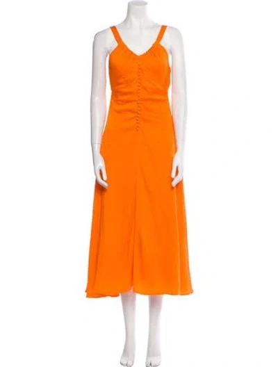 Pre-owned Rejina Pyo Silk Long Dress In Orange