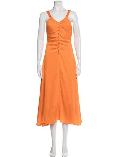 Pre-owned Rejina Pyo Silk Long Dress In Orange