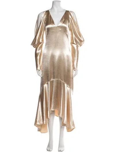 Pre-owned Rejina Pyo Silk Midi Length Dress In Neutrals