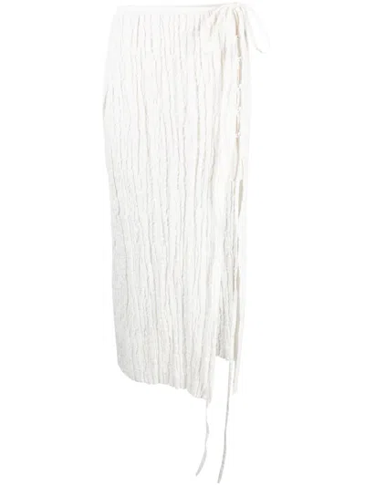 Rejina Pyo White Smocked Midi Skirt