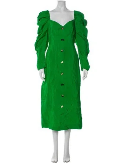 Pre-owned Rejina Pyo Square Neckline Long Dress In Green