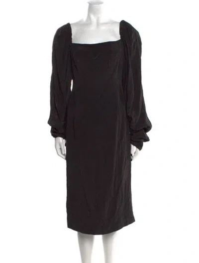 Pre-owned Rejina Pyo Square Neckline Midi Length Dress In Black