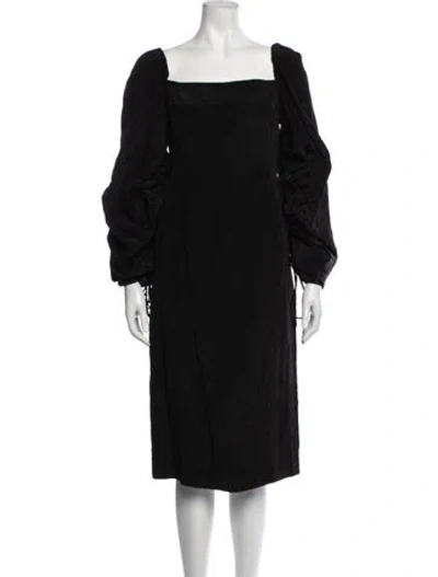 Pre-owned Rejina Pyo Square Neckline Midi Length Dress In Black