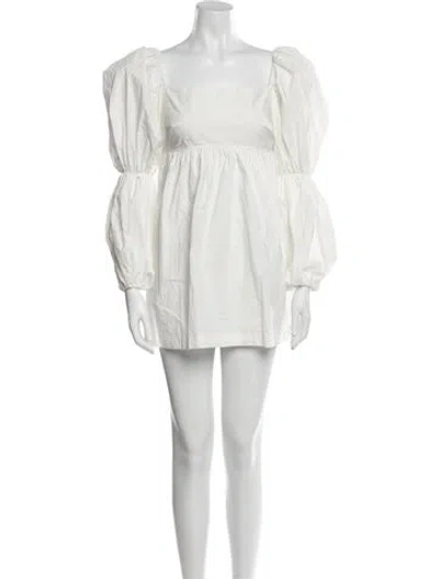 Pre-owned Rejina Pyo Square Neckline Mini Dress In White