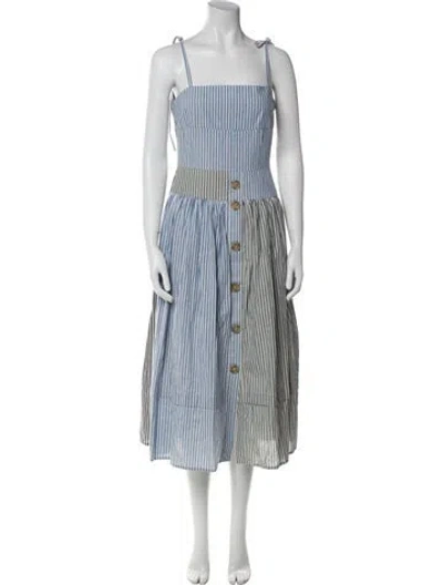 Pre-owned Rejina Pyo Striped Midi Length Dress In Blue