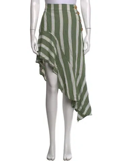 Pre-owned Rejina Pyo Striped Midi Length Skirt In Green