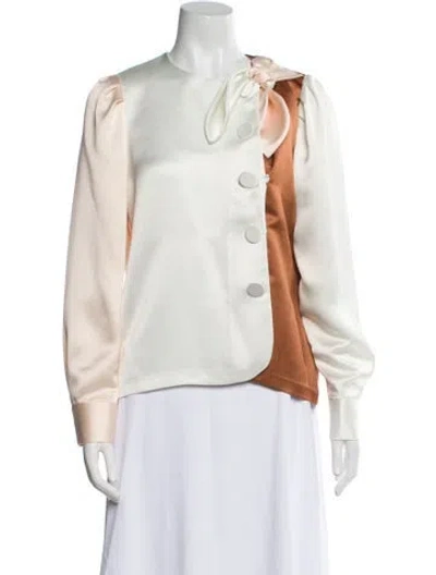Pre-owned Rejina Pyo Tie Neck Long Sleeve Sweatshirt W/ Tags In Neutral