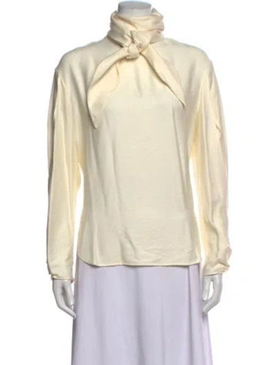 Pre-owned Rejina Pyo Tie Neck Long Sleeve Top In Neutrals
