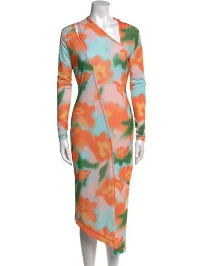 Pre-owned Rejina Pyo Tie-dye Print Midi Length Dress In Orange