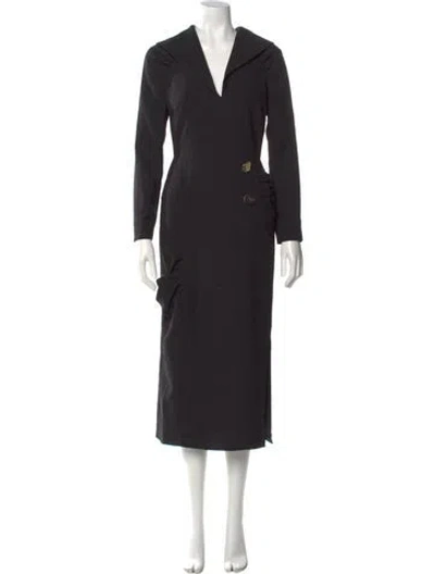 Pre-owned Rejina Pyo V-neck Long Dress In Black