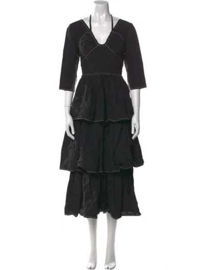 Pre-owned Rejina Pyo V-neck Long Dress W/ Tags In Black