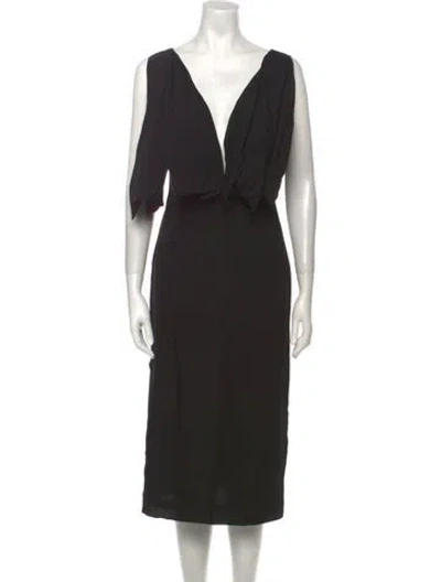 Pre-owned Rejina Pyo V-neck Midi Length Dress In Black