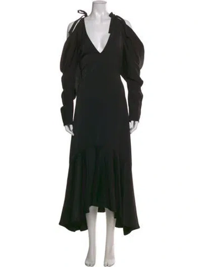 Pre-owned Rejina Pyo V-neck Midi Length Dress In Black