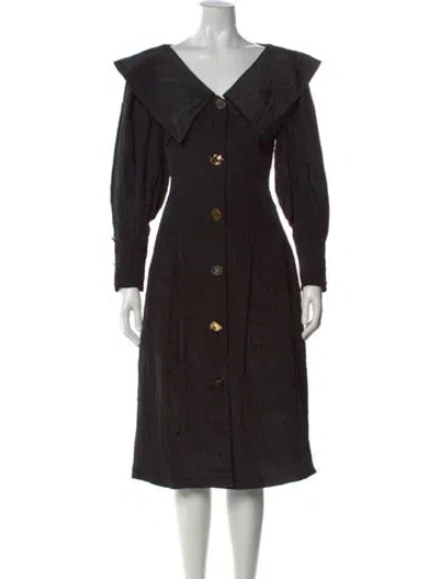 Pre-owned Rejina Pyo V-neck Midi Length Dress In Black