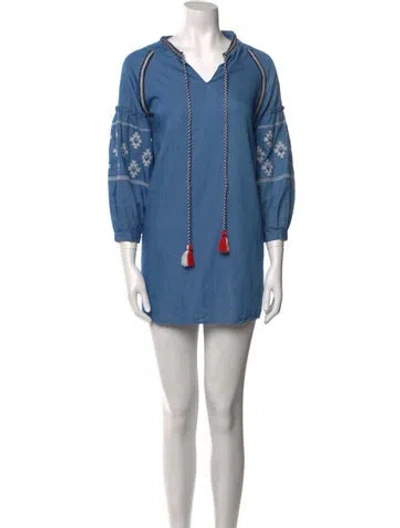 Pre-owned Rejina Pyo V-neck Mini Dress In Blue