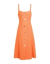 Rejina Pyo Woman Midi Dress Orange Size 12 Viscose, Linen, Cotton, Polyester In Orange