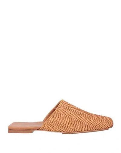 Rejina Pyo Woman Mules & Clogs Camel Size 6 Calfskin, Polyester In Multi