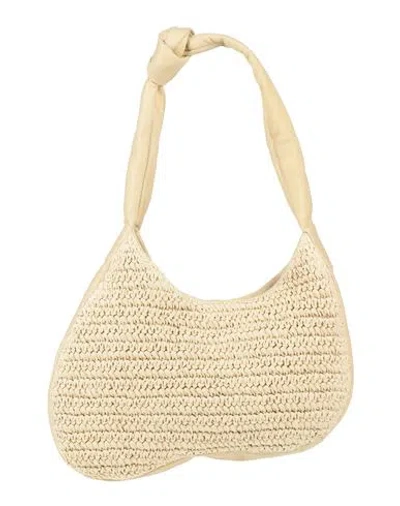 Rejina Pyo Woman Shoulder Bag Sand Size - Natural Raffia, Leather In Beige