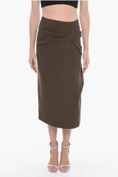Rejina Pyo Wool-blend Longuette With Rouched Detail In Brown