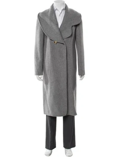 Pre-owned Rejina Pyo Wool Faux Fur Coat In Gray
