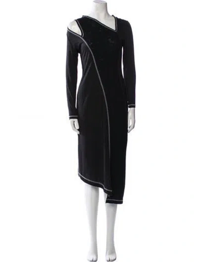 Pre-owned Rejina Pyo Wool Long Dress In Black
