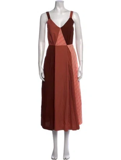 Pre-owned Rejina Pyo Wool Midi Length Dress In Brown