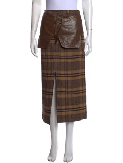 Pre-owned Rejina Pyo Wool Midi Length Skirt In Brown