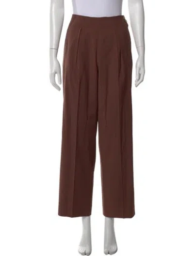 Pre-owned Rejina Pyo Wool Wide Leg Pants In Brown