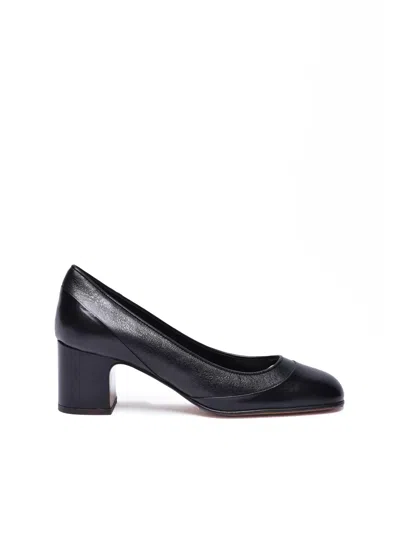 Relac Black Leather Pumps In Animal Print