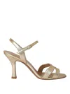 Relac Crisscross Strap Sandals With Stiletto Heel In White Gold