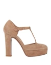 Relac Woman Pumps Beige Size 8 Leather In Beige