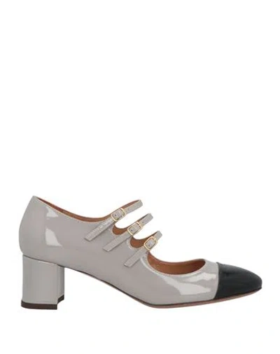Relac Woman Pumps Grey Size 10 Leather In Grey
