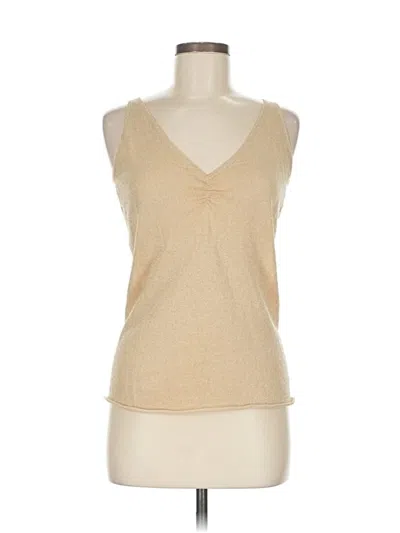 Pre-owned Relais Tank Top Tan Plunge Neckline Tops In Brown