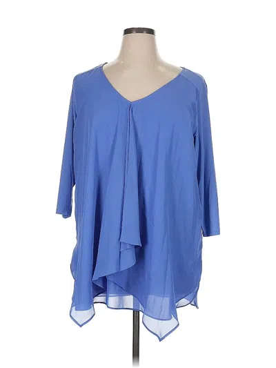 Pre-owned Relativity 3/4 Sleeve Blouse In Blue