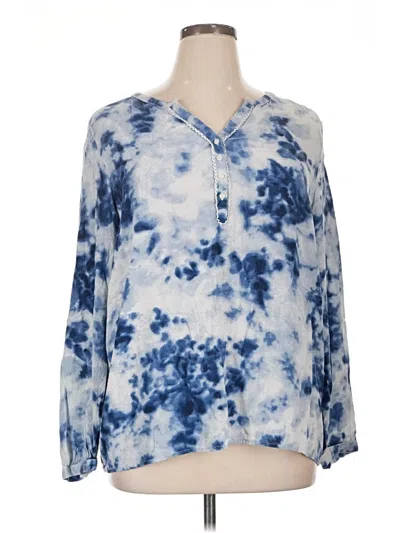 Pre-owned Relativity 3/4 Sleeve Blouse In Blue