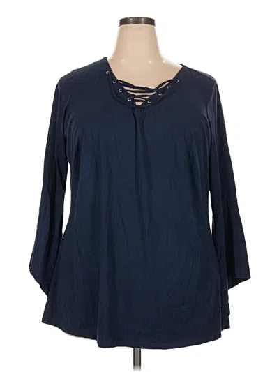 Pre-owned Relativity 3/4 Sleeve Blouse In Blue