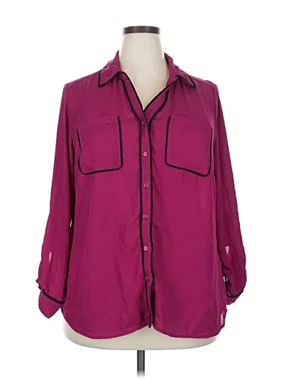Pre-owned Relativity 3/4 Sleeve Blouse In Burgundy