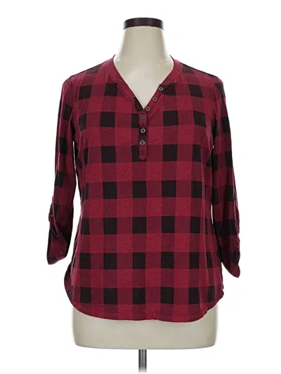 Pre-owned Relativity 3/4 Sleeve Blouse In Burgundy