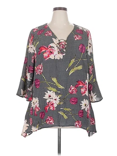 Pre-owned Relativity 3/4 Sleeve Blouse In Gray
