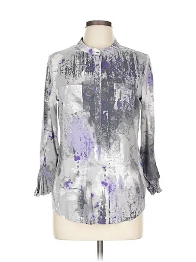 Pre-owned Relativity 3/4 Sleeve Blouse In Silver