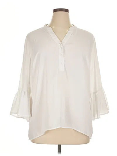 Pre-owned Relativity 3/4 Sleeve Blouse In White