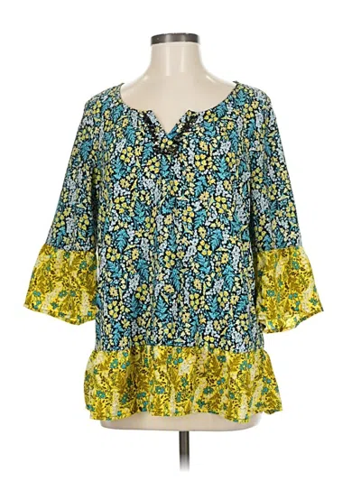 Pre-owned Relativity 3/4 Sleeve Blouse In Yellow